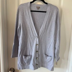 J. Jill 100% Cotton Lavender Button Cardigan Size Large Petite READ